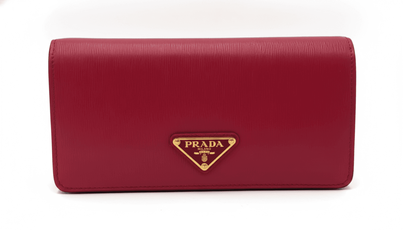 2019 Prada red leather wallet on chain